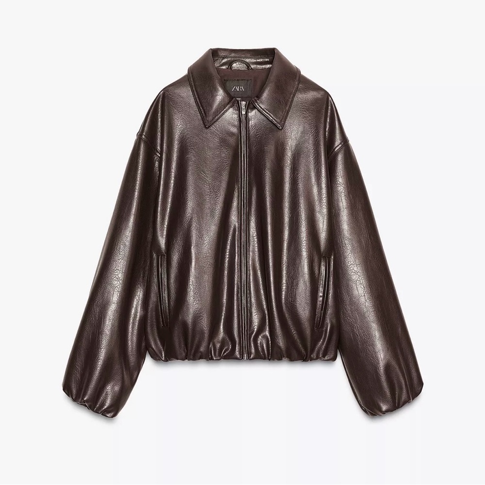 Zara Women's Dark Brown Leather Jacket
